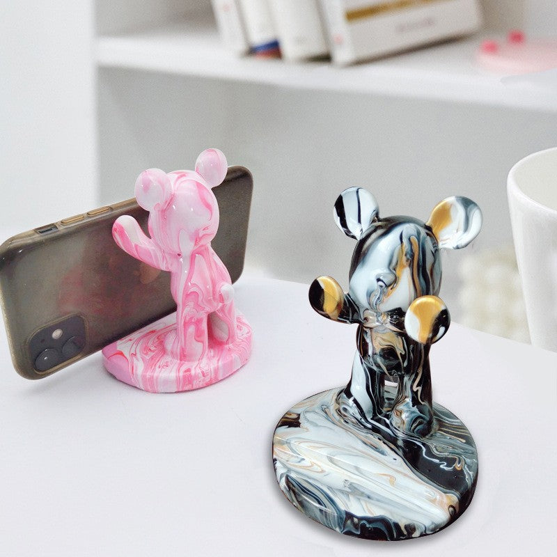 Hello Pottery Fluid Art Pushing Bear Phone Holder ReadySetKits